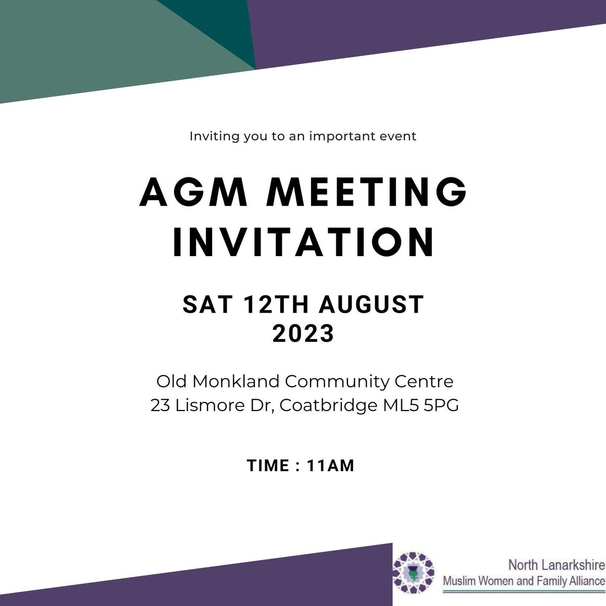 NLMWA Annual General Meeting invitation flyer