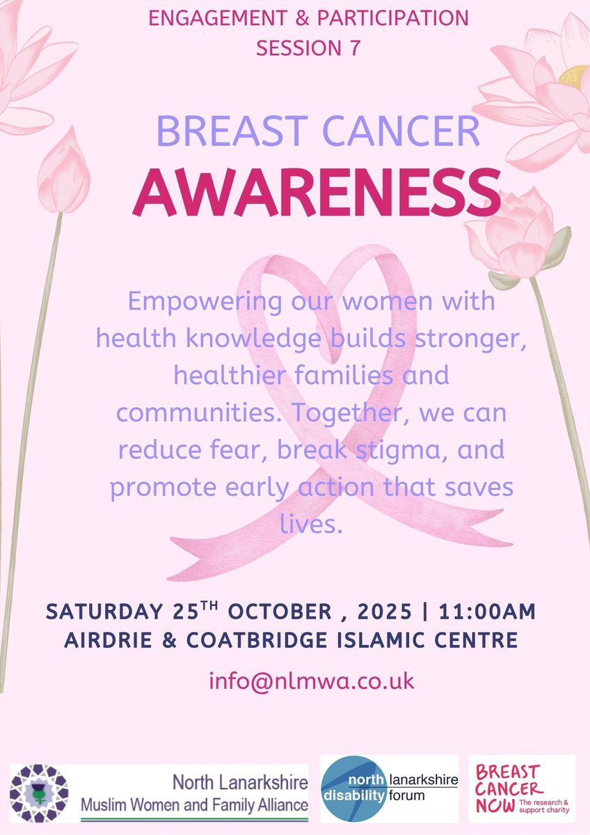 Flyer for the NLMWA breast cancer awareness session for women