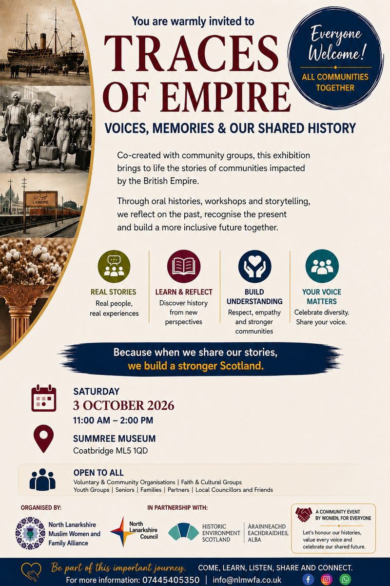 Flyer for the Traces of Empire heritage project supported by NLMWA