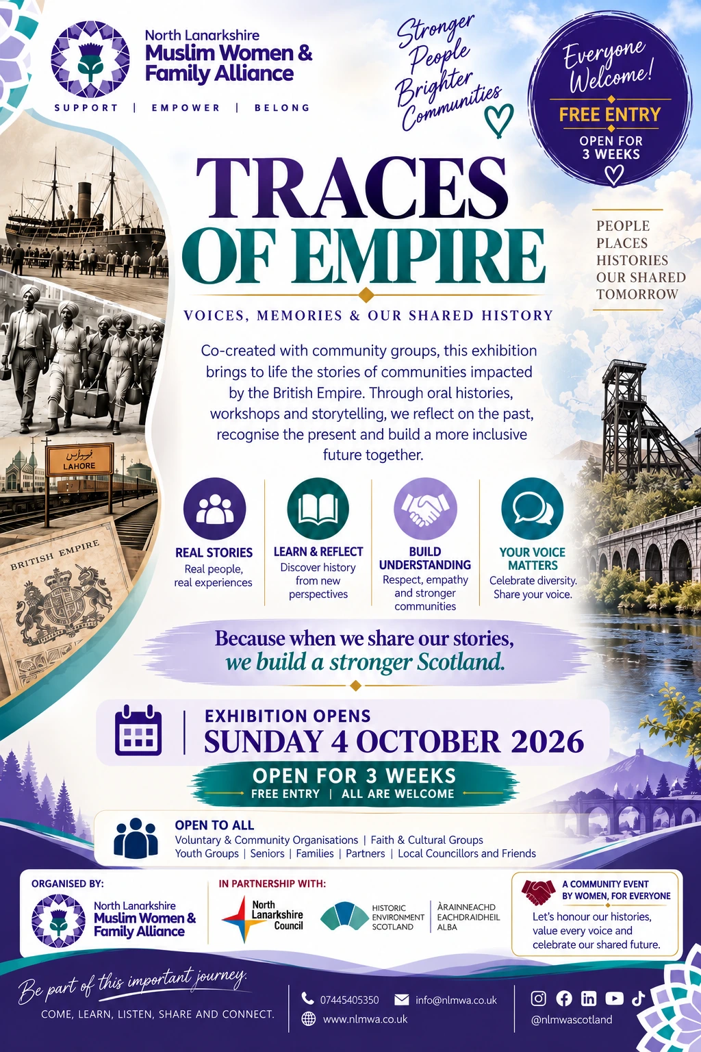 Traces of Empire exhibition poster: Sunday 4 October 2026 at Summerlee Museum in Coatbridge